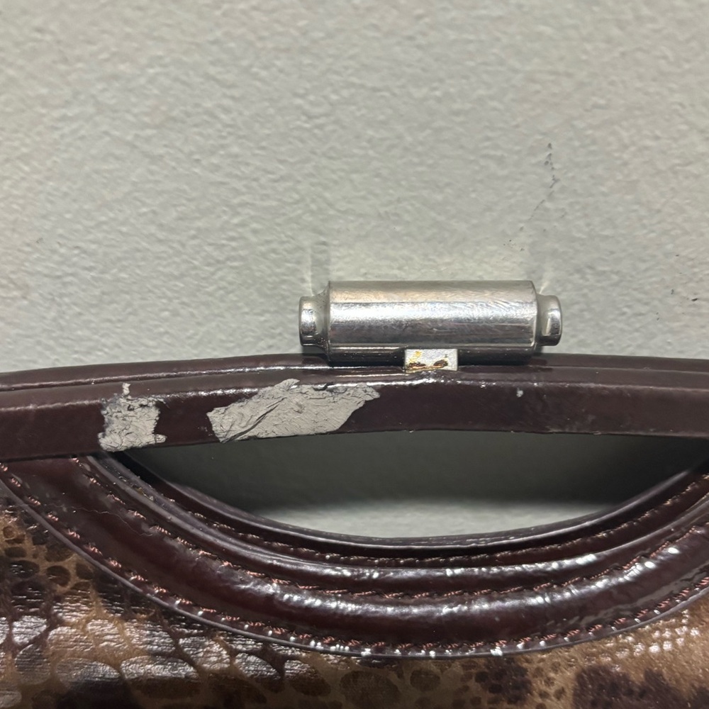 VTG Nicole Miller Dk Brown Faux Leather Clutch Purse - Picture 5 of 9
